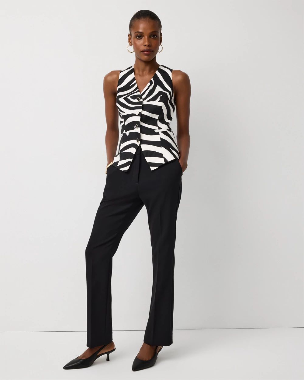 Linen-Blend Zebra Vest | White House Black Market